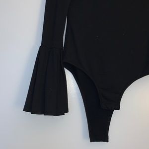 Shein bell sleeved black bodysuit